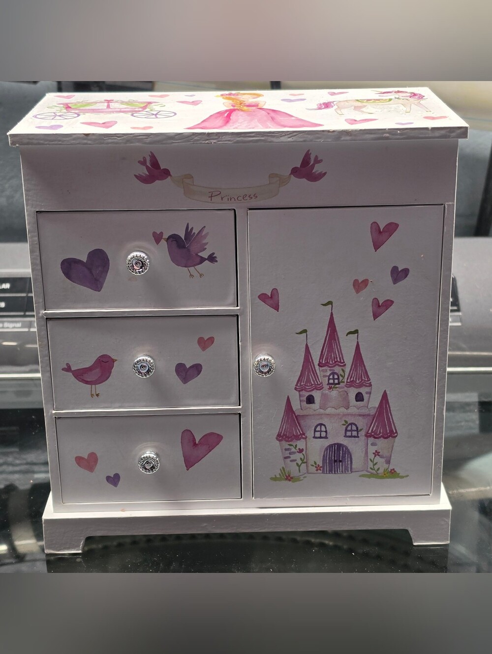 Jewelkeeper Princess Wooden Jewelry Box Mirror Velvet Lined White/Pink - 2018
